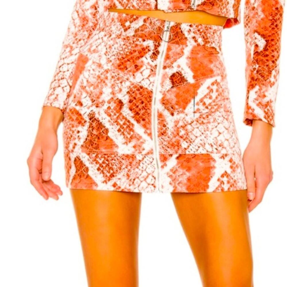 NBD x Naven Moto Revolve zipper red snakeskin python print cotton mini skirt S